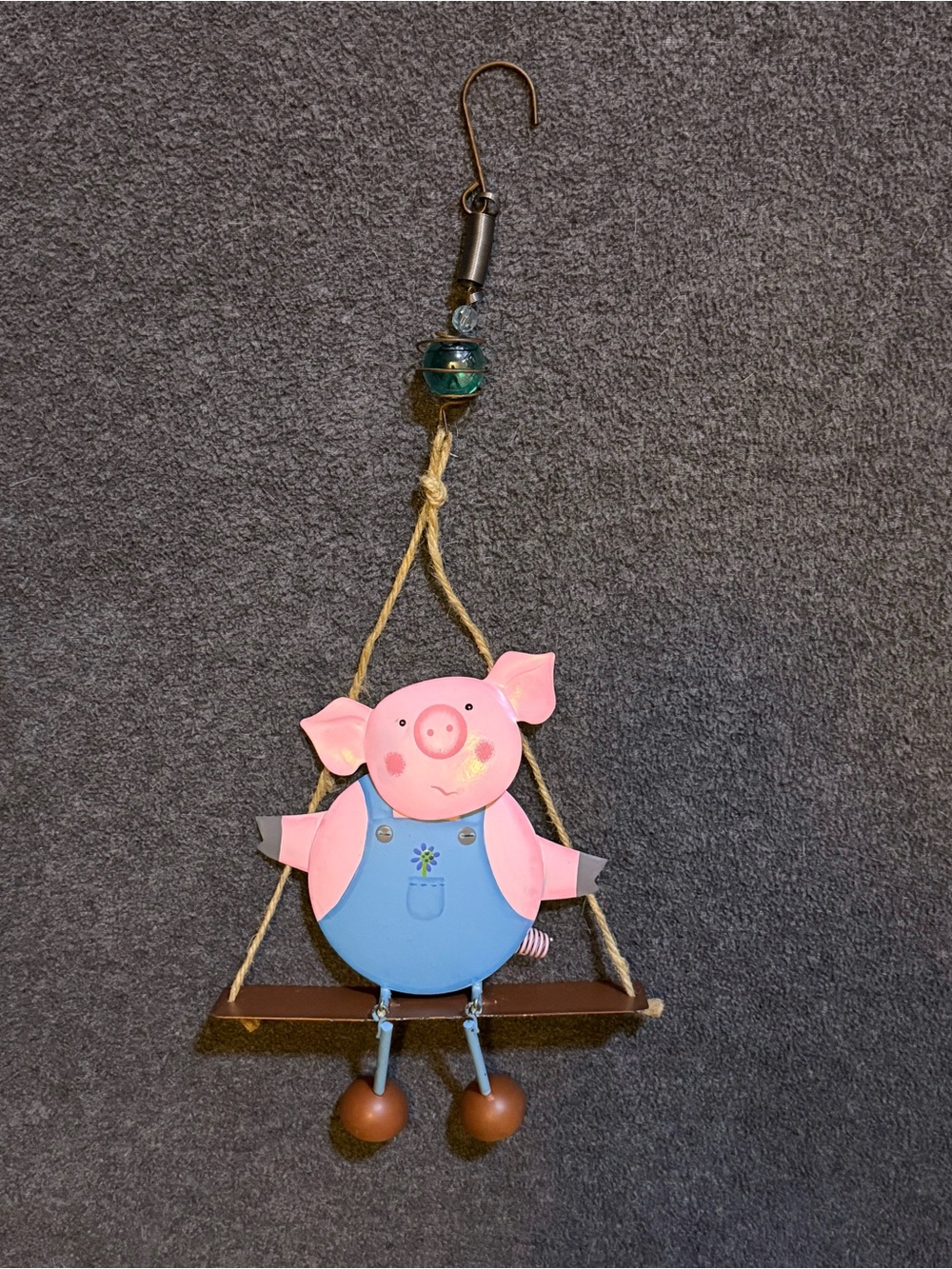 Pink Pig Hanging Garden Ornament
